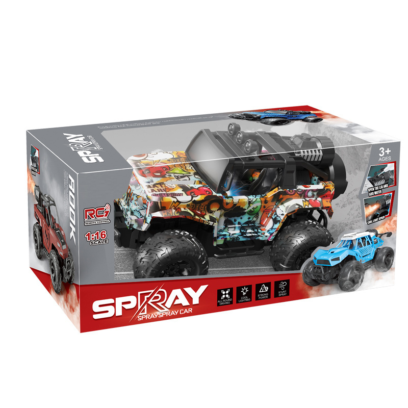 Hot Sale 1/16 Scale 5 Channels Electric Remote Control Car graffiti spray mist Off-road Vehicle Truck RC Car with light