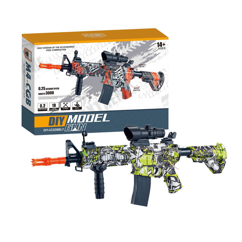 Boys Electric Toy Automatic M4A1 Water Light Splatter Metal Graffiti Gel Machine Gun