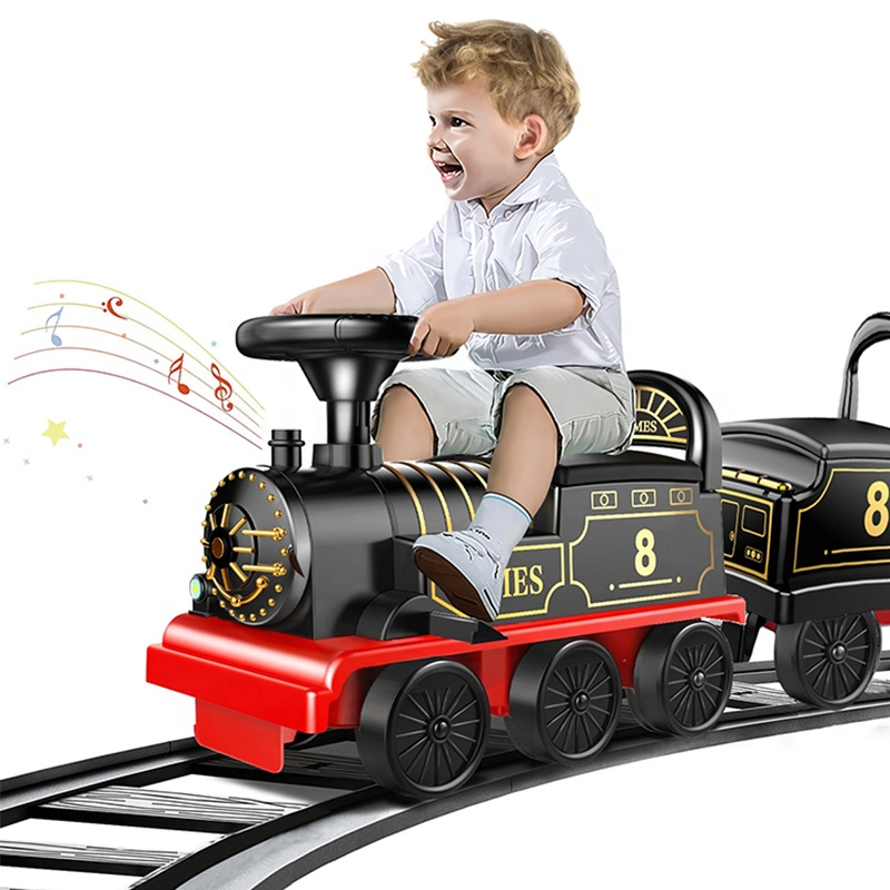 2 IN 1 Electric  Six Wheels High Speed rail Train Children Ride On Car Train Track Ride On Toys for Kids