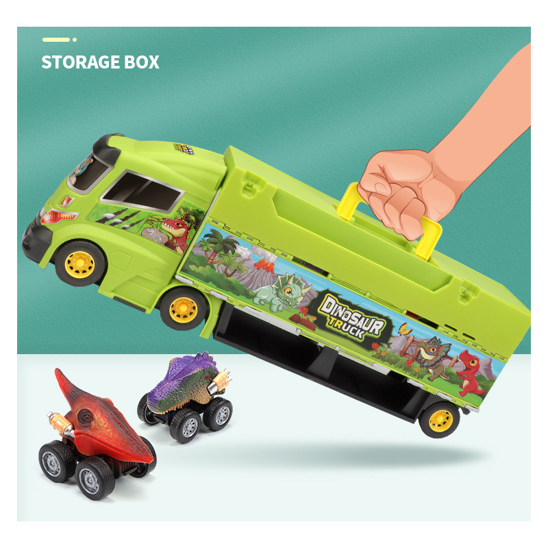 Diy Educational Map Pull Back Dinosaurs Storage Container Car Diy Educational Map Container Truck Sliding Dinosaur Toys