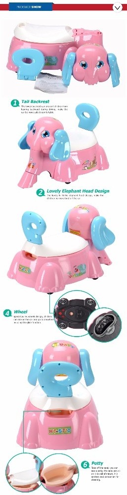 wholesale plastic musical potty baby toilet with cute elephant shaped