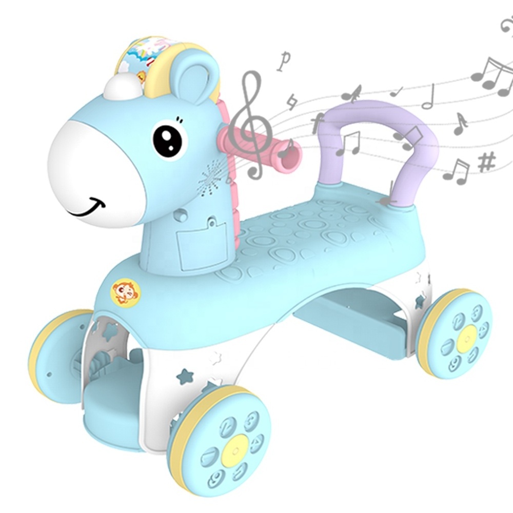 2022 most popular ride on car for early infant toddler electric baby walker scooters kids cartoon horse animal toy with music