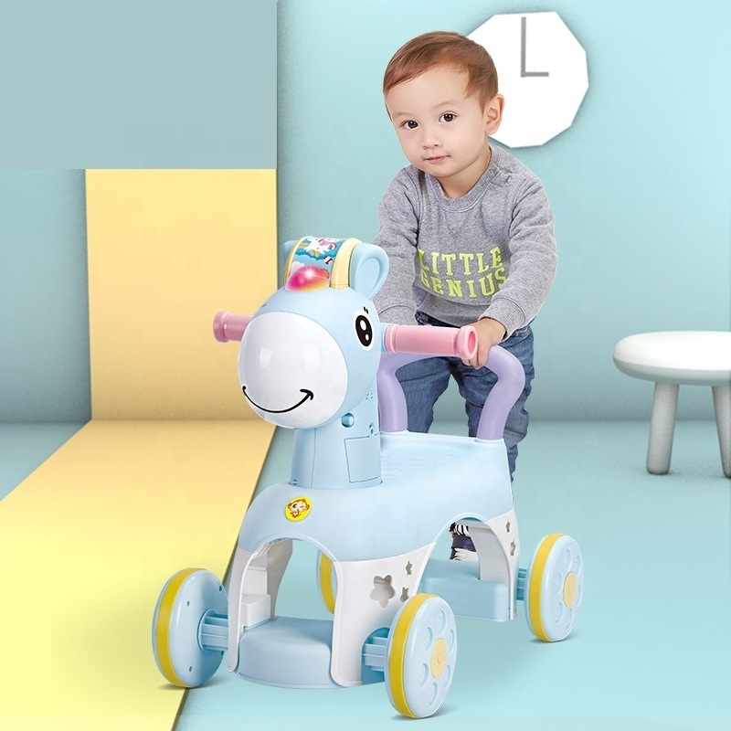 2022 most popular ride on car for early infant toddler electric baby walker scooters kids cartoon horse animal toy with music