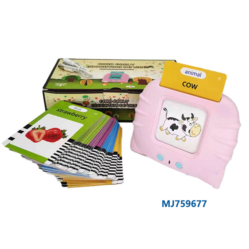 New Design Early Education Device Card Machine Arabic Spanish Bilingual Kids Cognitive Learning Words Talking Flash Cards Toys