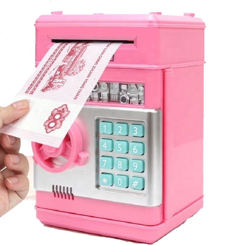 Wholesale children plastic custom atm machine piggy bank for kids electronic money saving boxes safe with password