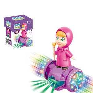 MJ Plastic Omni-directional MASHA Girl  Educational Play Toys Baby Musical Rotating Lifting5D Electric Toys With Light And Music