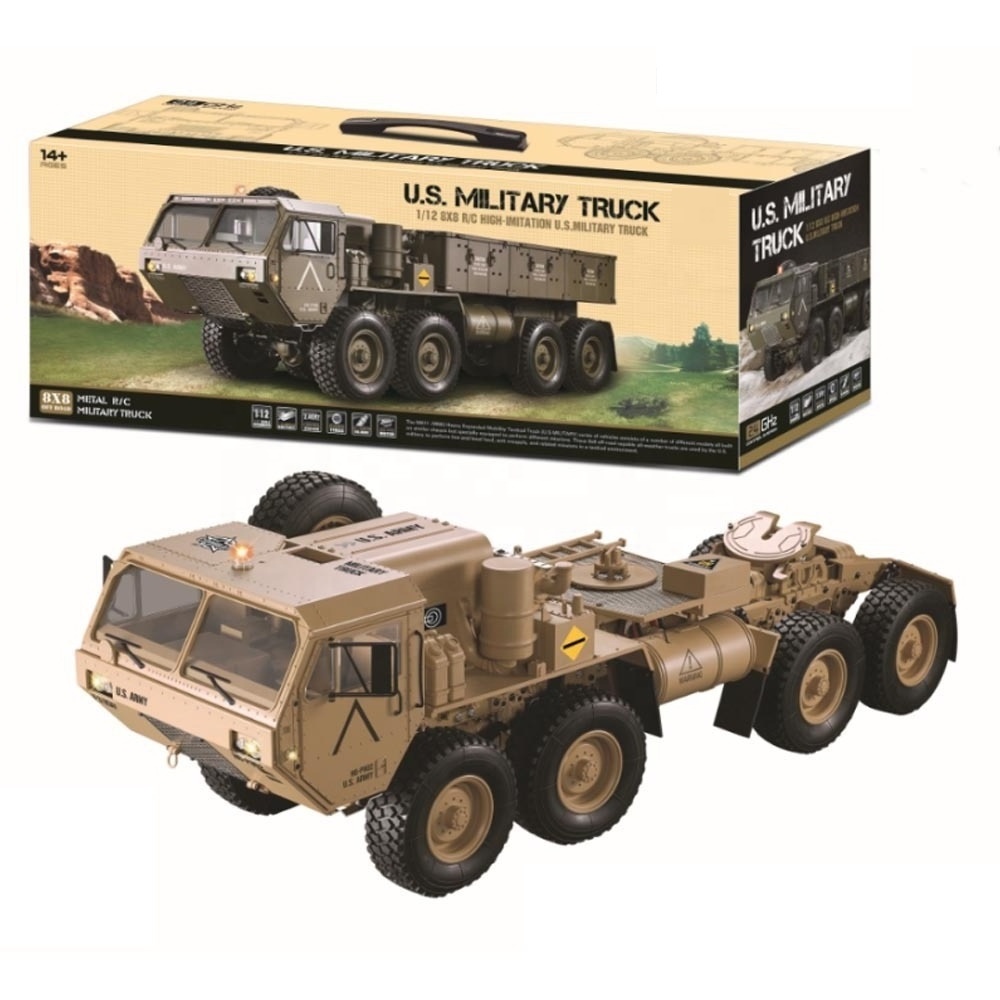 High quality kids electric remote radio control toy rc truck for off road cars with 1/12 8X8 lights military trucks vehicle