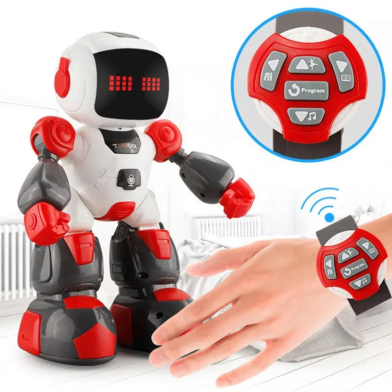 Intelligent Watch Control Robot Toy With Light And Sound 4 Channel Mini RC Robot For Adults Kids