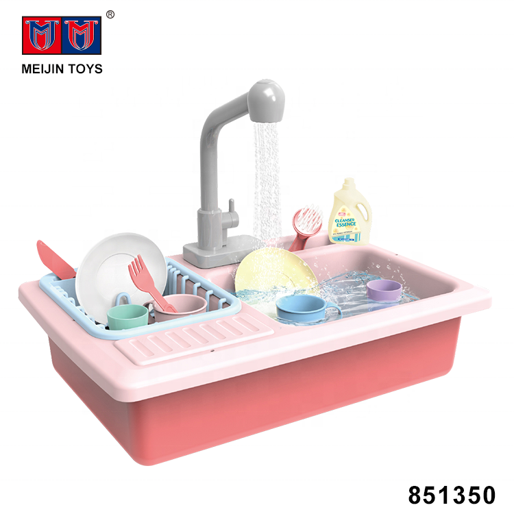 preschool play set simulation kitchen sink toy with electric water tap