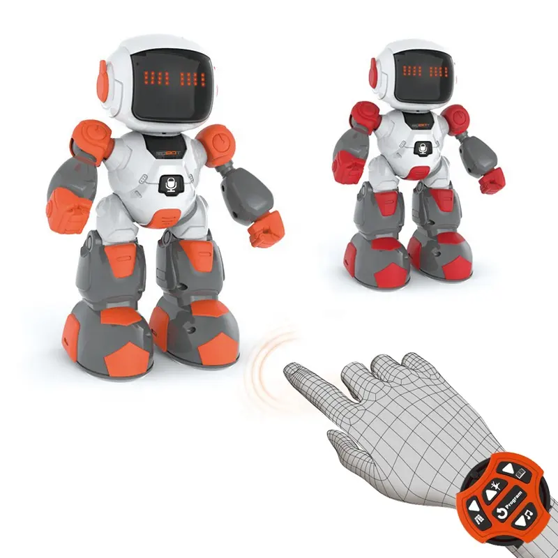 Intelligent Watch Control Robot Toy With Light And Sound 4 Channel Mini RC Robot For Adults Kids