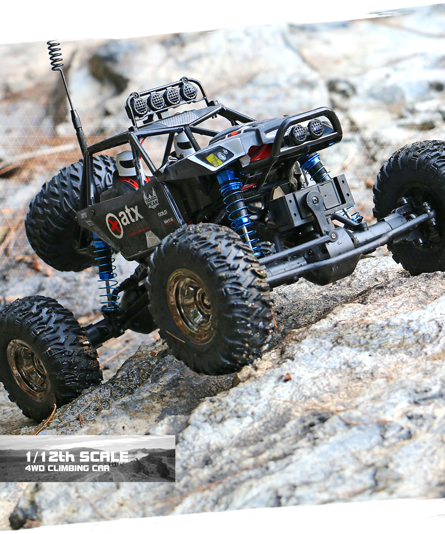 Custom Hot Sale 1/12 4X4 Monster Truck 4 X 4 Big Waterproof Car Toy 4Wd Remote Control Trucks Rc Rock Crawler