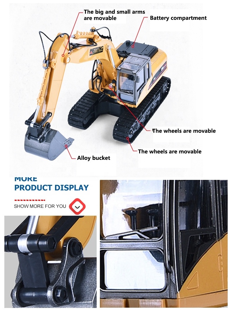 1/14 Full Metal Hydraulic Toy Remote Control Cat Sany Hydraulische Mini Caterpillar Rc Excavator Toy