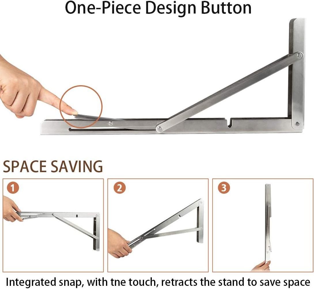 90 Degree Wall Mounting Corner Bracket Stainless Steel Angle Triangle Adjustable Table Bench Support Folding Brackets