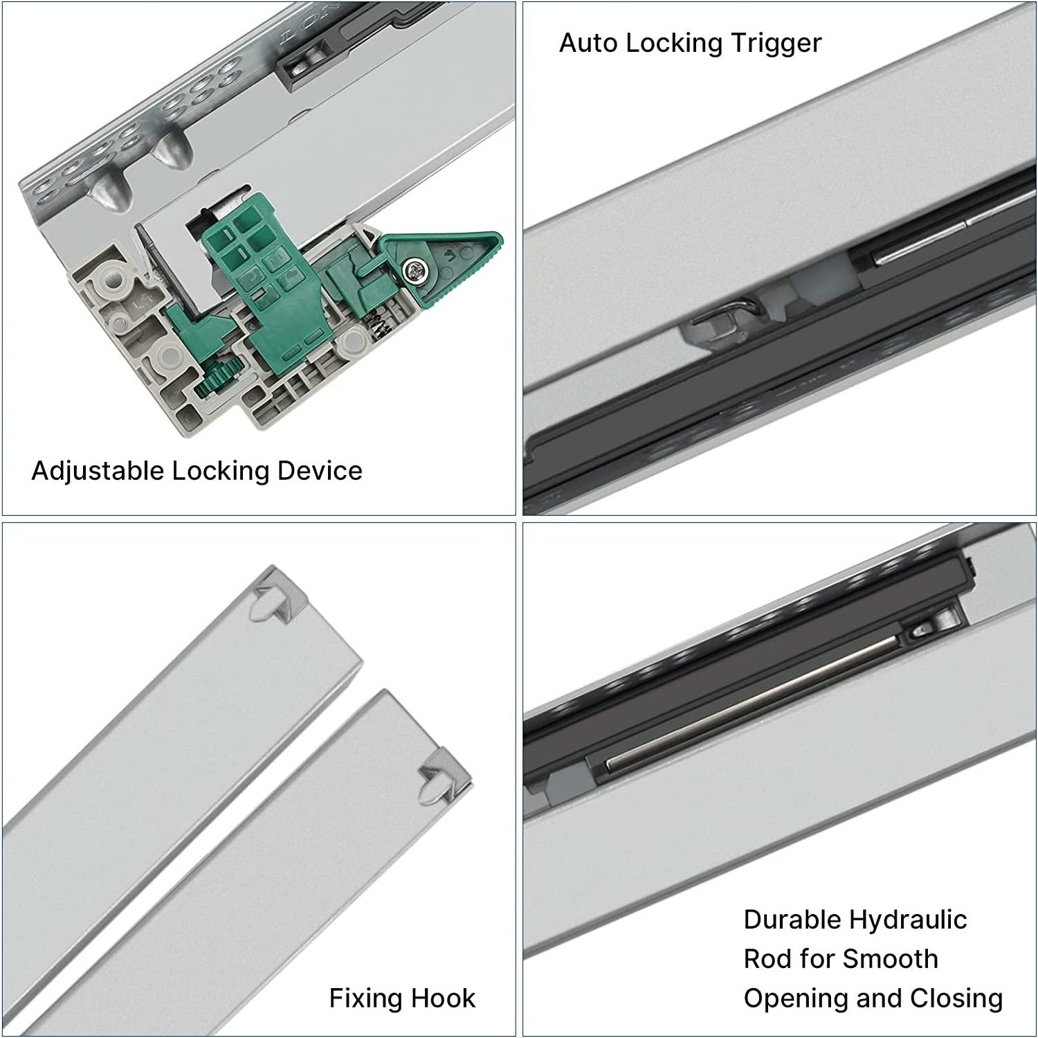 3 Fold Damper Drawers Channel Hidden Telescopic Rails Soft Close Concealed Drawer Slide