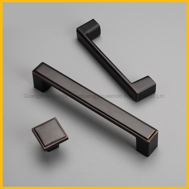 Rounded Square Matte Black 3 Piece Cabinet Hardware