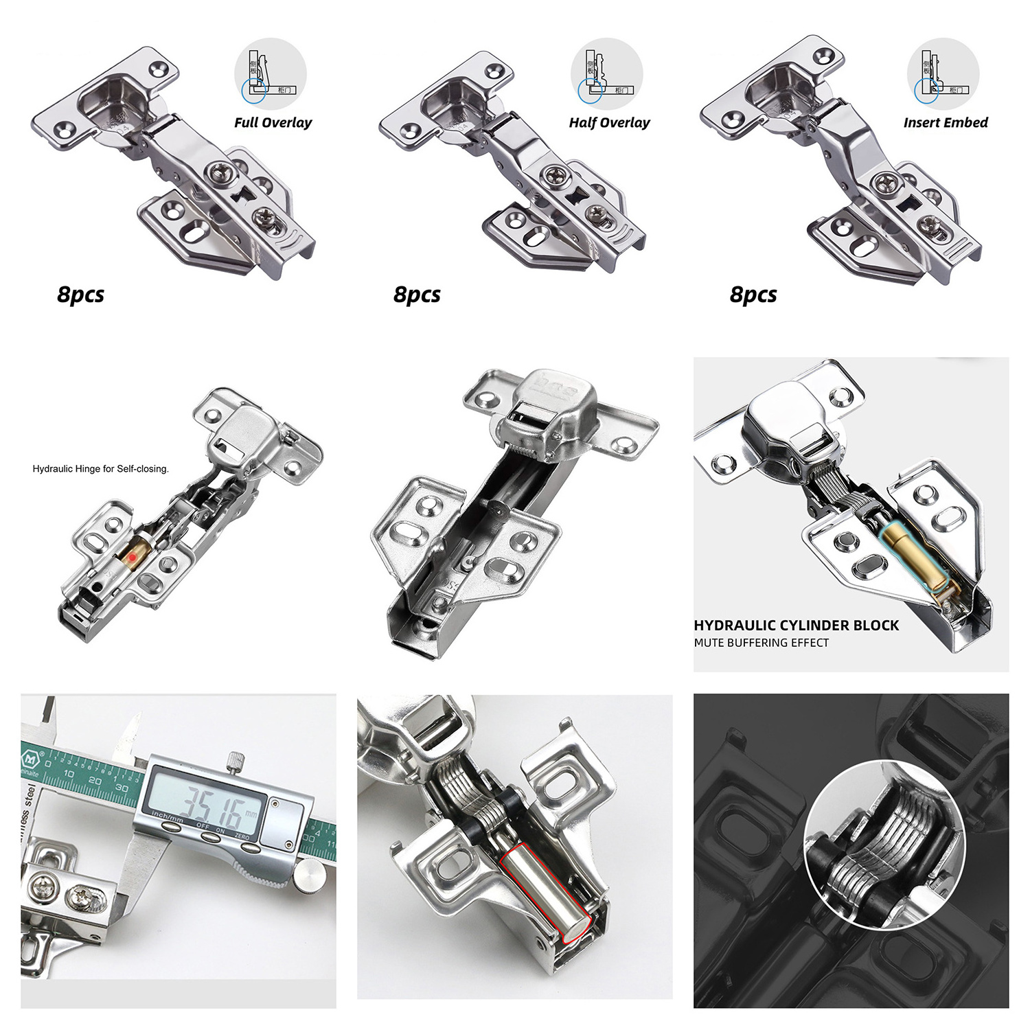 Customizable mini hydraulic hinge dampers for dump cabinets and furniture accessories