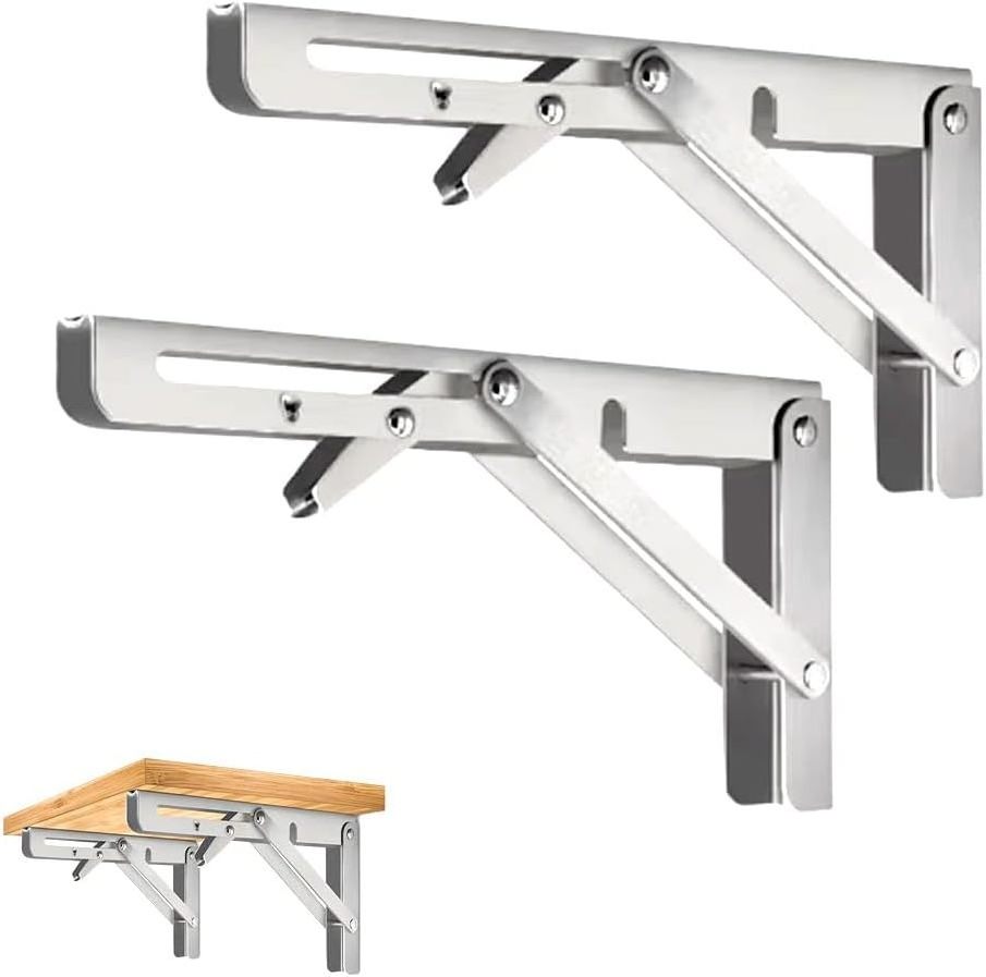 Folding Shelf Brackets Heavy Duty Metal Collapsible For Bench Table Hinge DIY