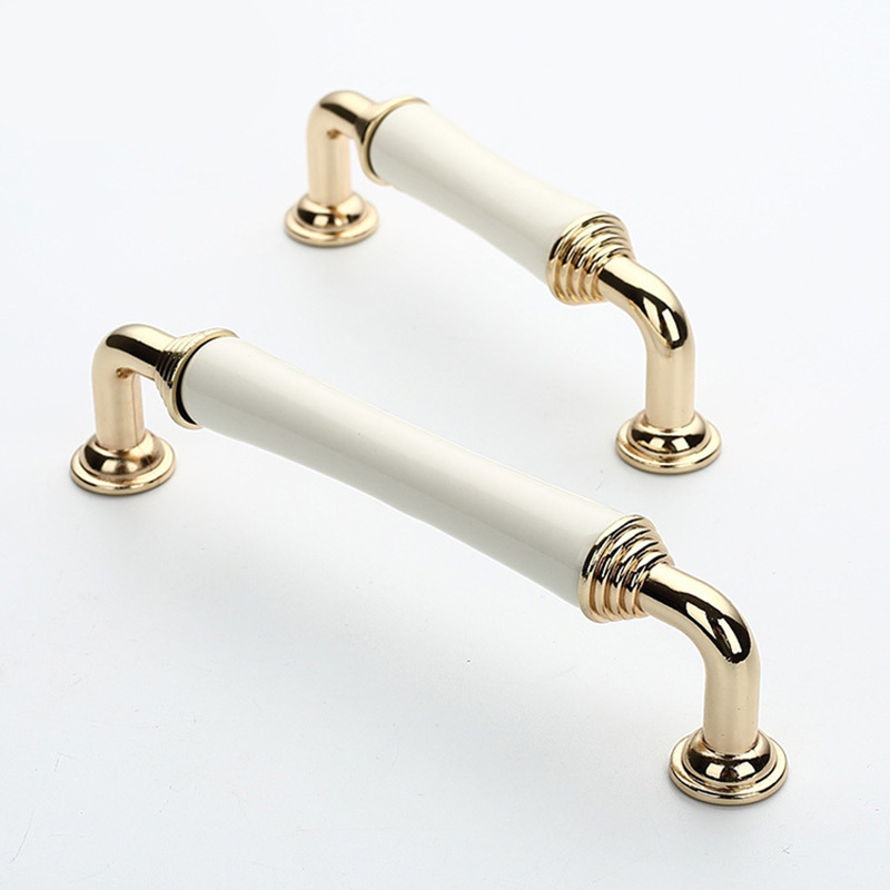 White Ceramic Dresser Drawer Pull Handles Kitchen Cabinet Door Knobs Silver Furniture Knob Handle 76 96 128 160mm