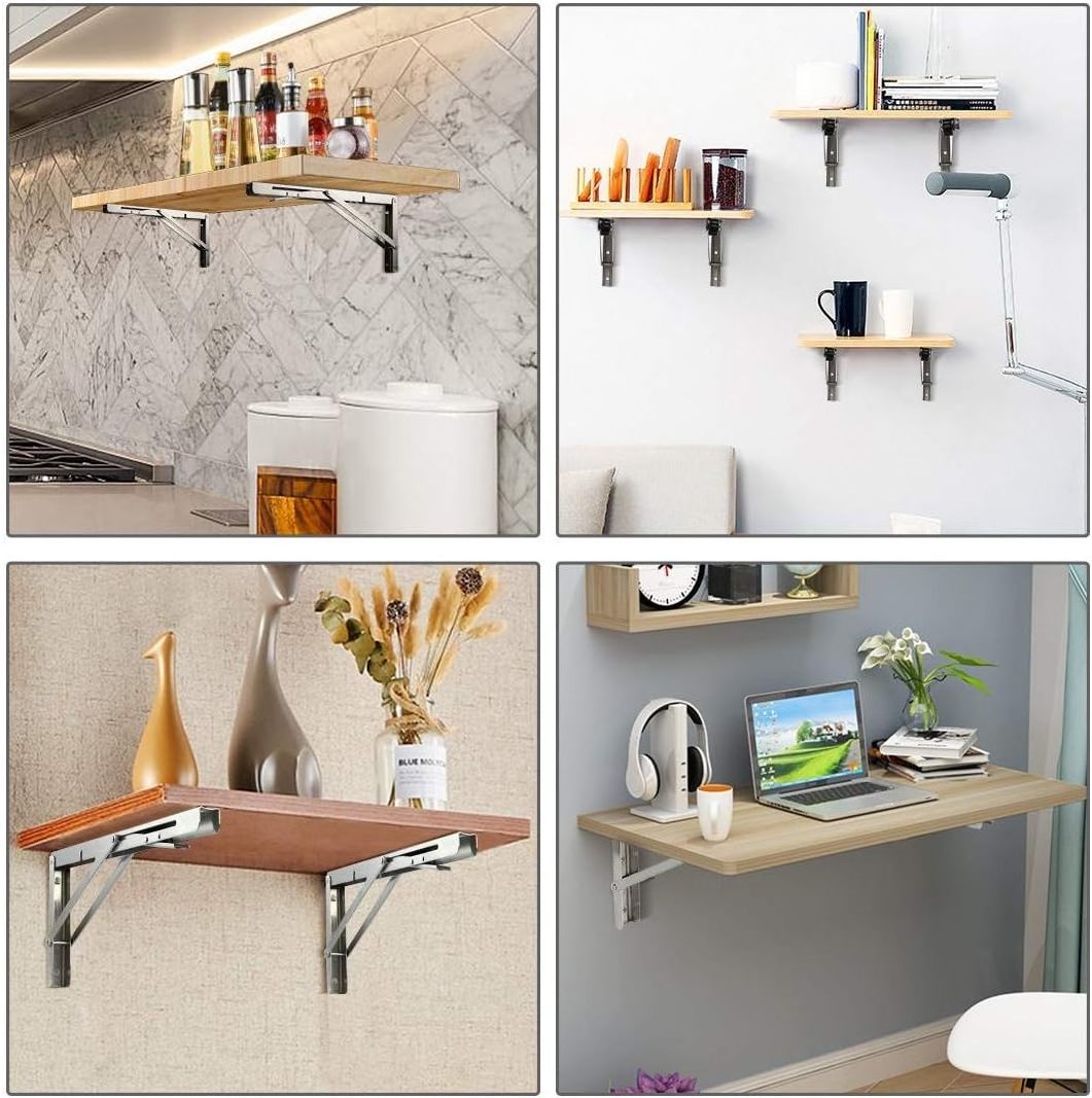 90 Degree Wall Mounting Corner Bracket Stainless Steel Angle Triangle Adjustable Table Bench Support Folding Brackets