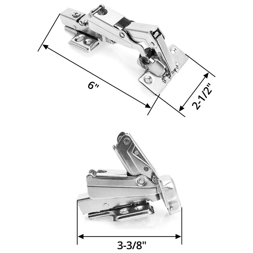 Self Closing Lazy Susan Corner Hinge Clip On 165 Angle Cabinet Hardware with Face Frame Base Plate 1 Pair