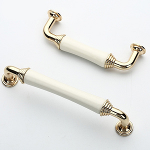 White Ceramic Dresser Drawer Pull Handles Kitchen Cabinet Door Knobs Silver Furniture Knob Handle 76 96 128 160mm