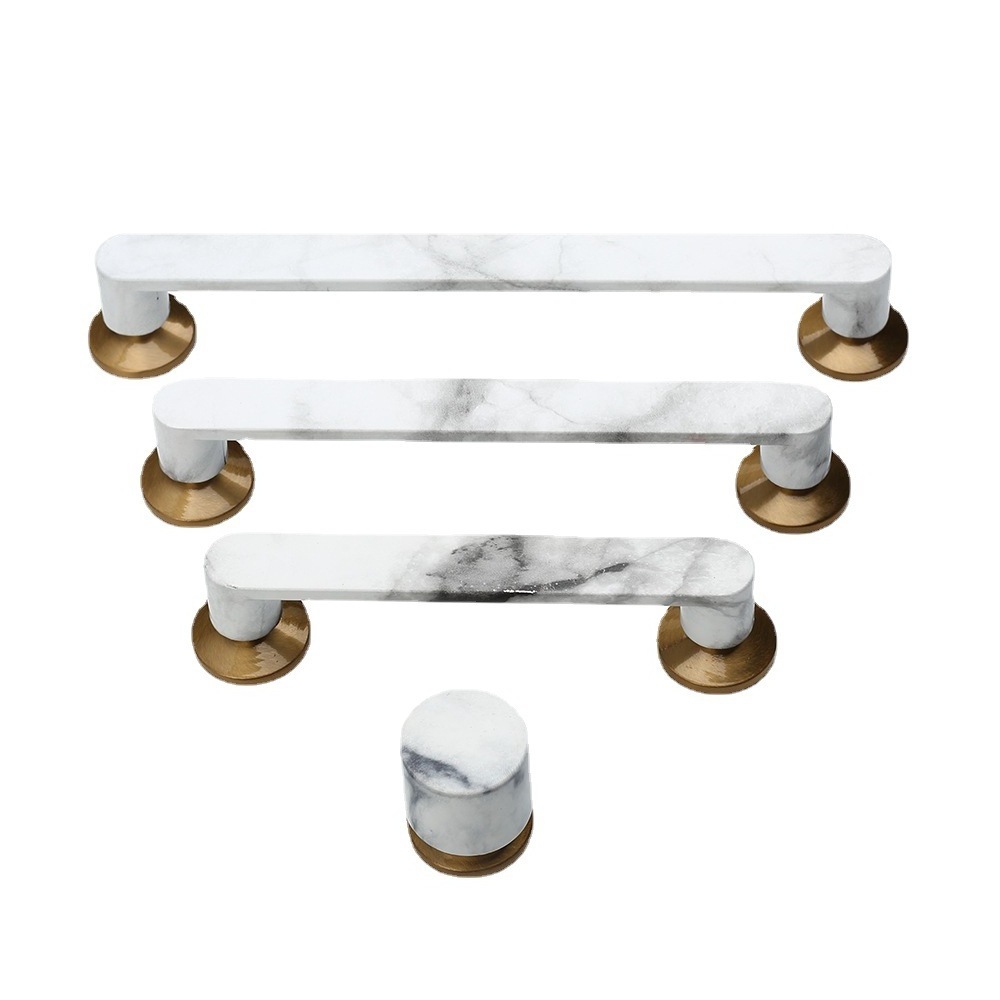 Home improvement hardware handle marble pattern black and white cabinet door drawer handle