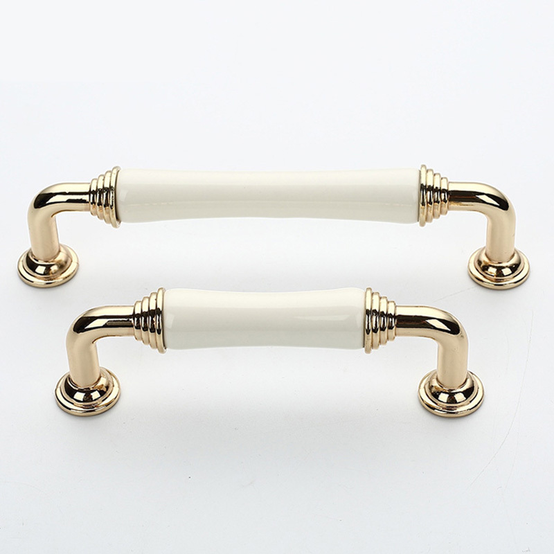 3 inch Center to Center Brass and White Arch Handle Drawer Pulls