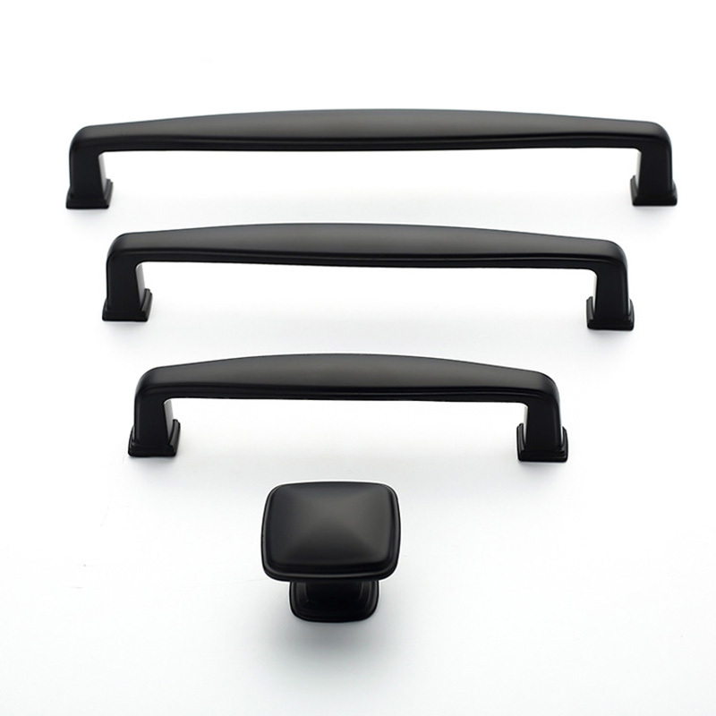 High quality Zinc Alloy Cabinet antique copper Pulls Drawer Handles matte black Door Handle Modern Simple Drawer Pulls