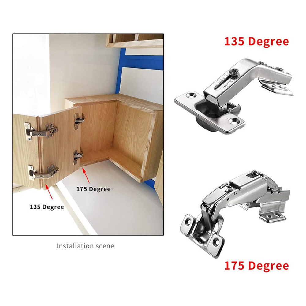 165 Degree Full Overlay Hinges Frameless Cabinet Doors Hinges, 2 Pack Hydraulic Concealed Soft Closing Hinges