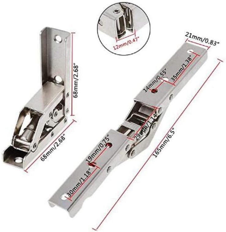 2pcs Heavy Duty Stainless Steel Folding Shelf Brackets Collapsible Wall Mounted L-Table Hinges for Bench & Table with Screws