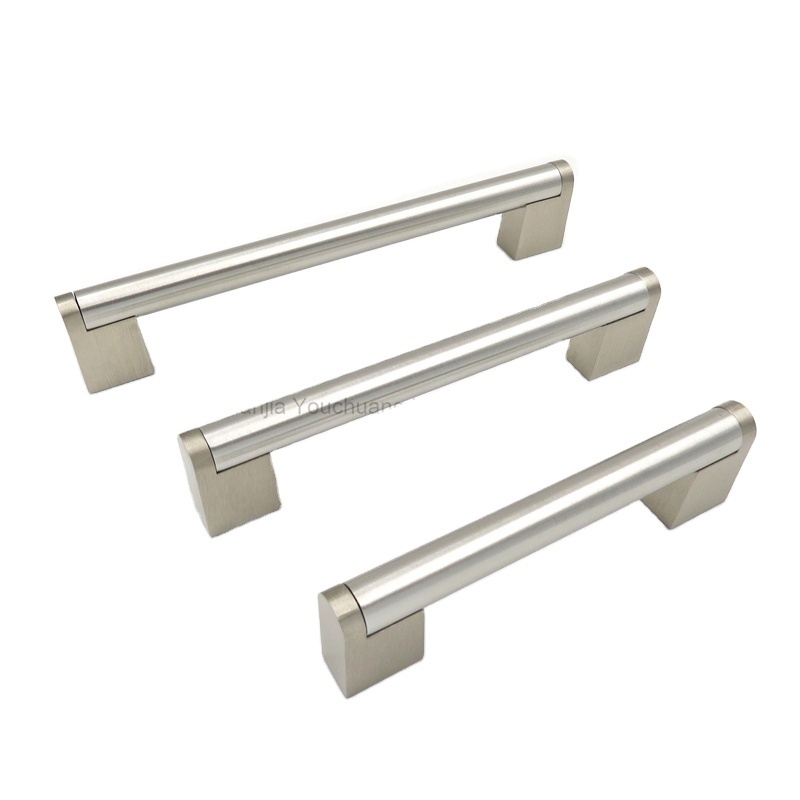 Modern Stainless Steel Furniture Handle - Satin Nickel Finish 96mm Cabinet Handle Furniture Wardrobe Hardware Pull