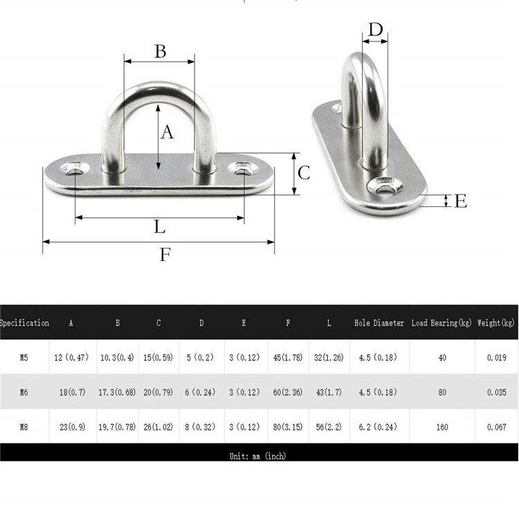 Stainless Steel Staple Ring Hook Ceiling fan hook or door lock hook