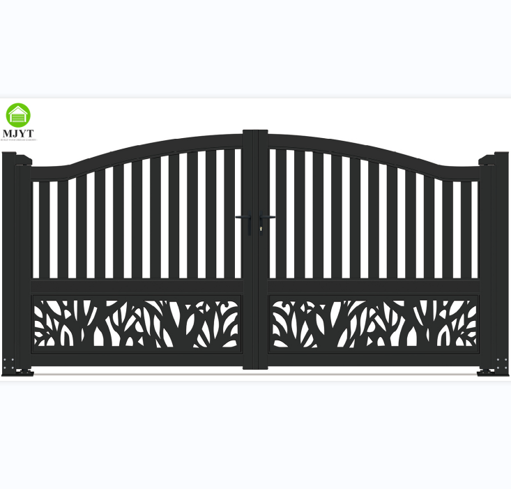 Driveway Double Door Wrought Iron Swing Gates Design Modern outdoor metal automatic garden home Gates Entry