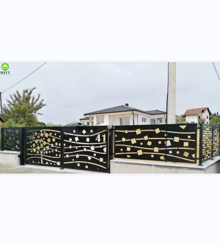 Laser cut garden fence metal disinfection compound gold corten steel for house sheep aluminum Villa Sliding gate