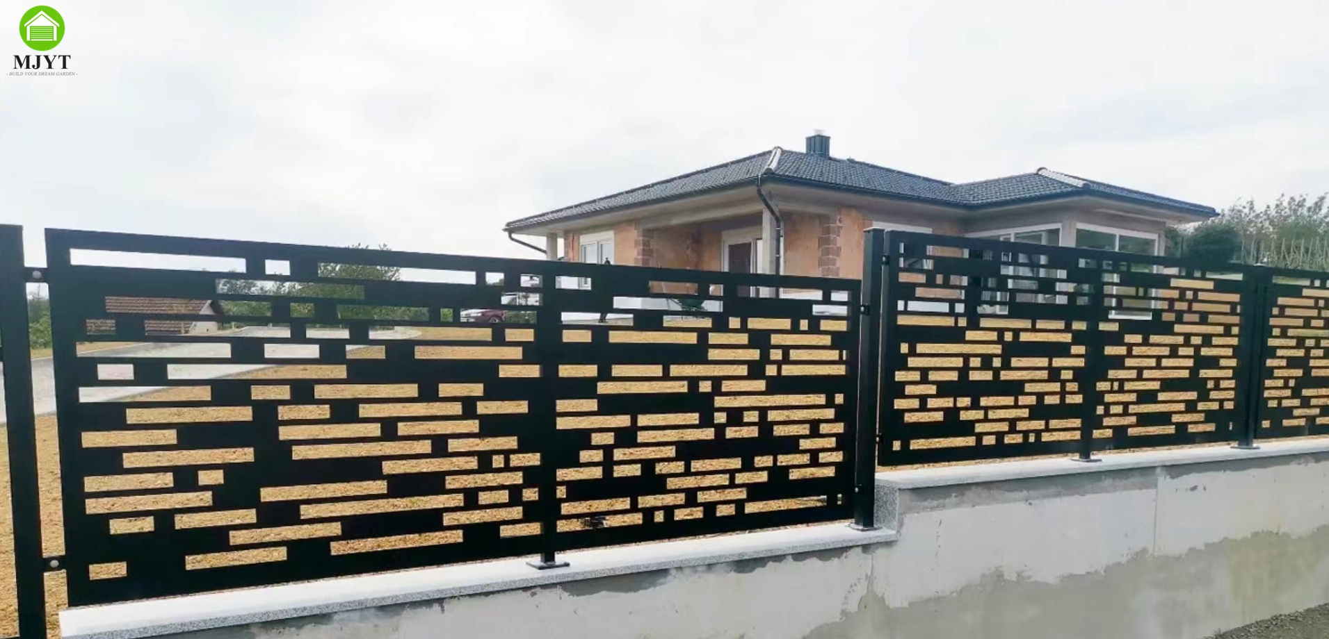 Laser cut garden fence metal disinfection compound gold corten steel for house sheep aluminum Villa Sliding gate