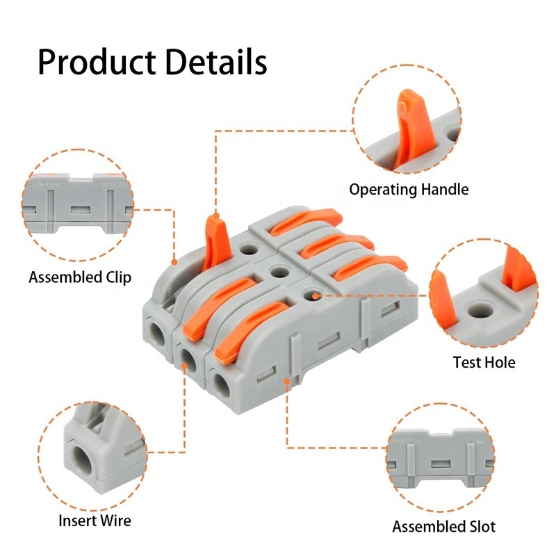 Quick Lever Wire Connectors 34PCS Set LT-211 Universal Push-in Quick Splicing Electrical Cable Connector 1Way Inline Compact