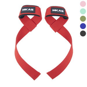 MKAS Customized Size Logo Colour Heavy Duty Fitness Gym Wrist Weight Lifting Straps Powerlifting Training Wrist Straps