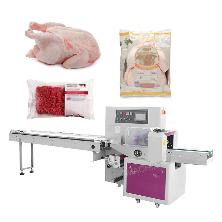 Fully automatic horizontal frozen fresh meat whole chicken pillow packing machine