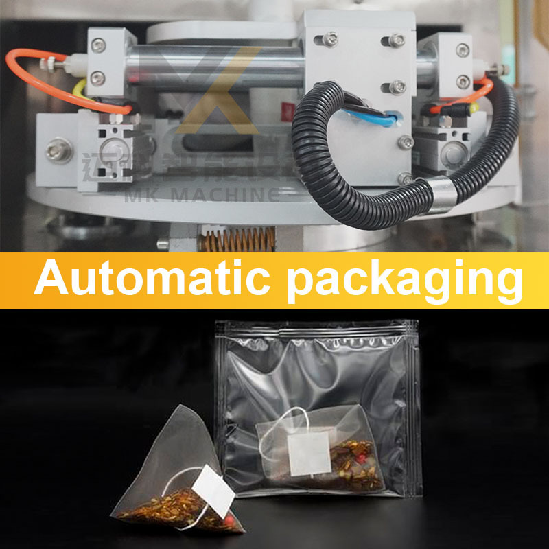 Automatic nylon triangle pyramids silk loose tea bag packing machine for inner and outer tea bag