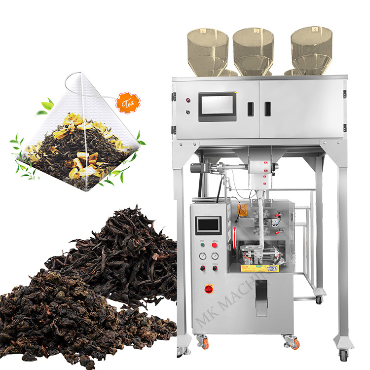 Automatic nylon triangle pyramids silk loose tea bag packing machine for inner and outer tea bag