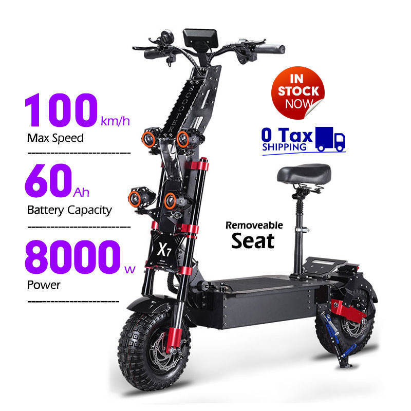 X7 Eu Warehouse 10000W 8000W 100 Km/h Adult Powerful E Scooter Fat Tire 60V 72V Dual Motor Off Road Electric Scooter With Seat