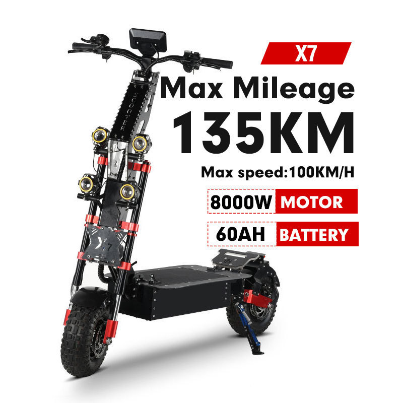 X7 Trottinette Tout Terrain Trotinette Electrique 100 Km/H 8000W 4000W Off Road Dual Motor Electric Scooter