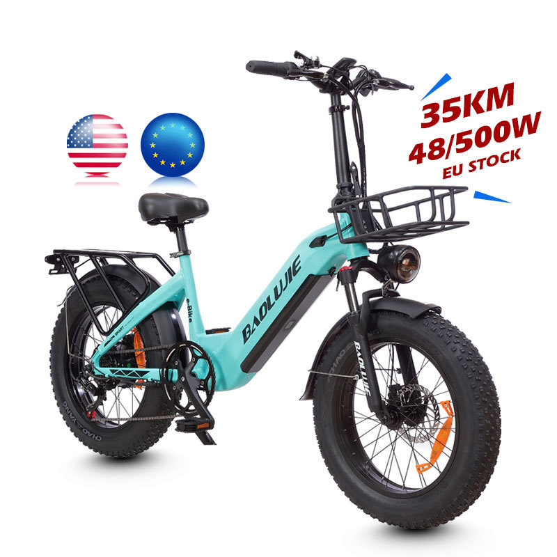 MZ-9 EU Warehouse 48V 500W 750W Stealth Bomber Full Suspension Fat Tire Foldable Electric Fat Bike