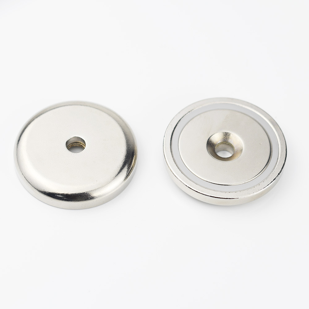 Neodymium pot magnet, with counter bore, nickel coating