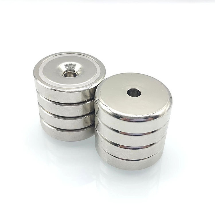 Neodymium pot magnet, with counter bore, nickel coating