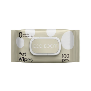 ECO BOOM plant based viscose cotton bamboo biodegrad paw custom batch order procurement dog wipes