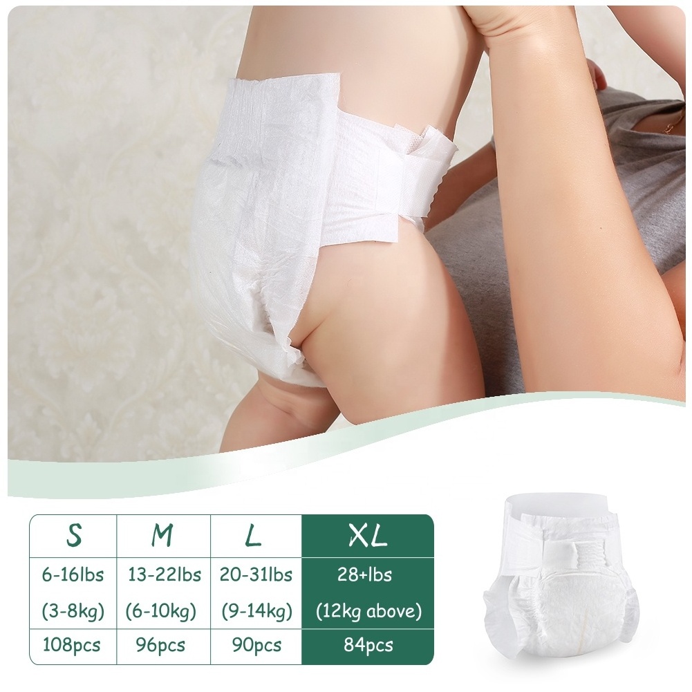 OEM Manufacture eco biodegradable 100% bamboo fiber disposable baby nature nappies diapers in stock