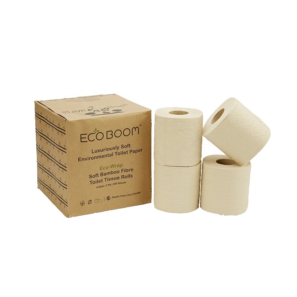 ECO BOOM natural color tissue absorbent Toilet Paper Soft Skin-Friendly No Fragrance Bath Tissue Paper for Commercia