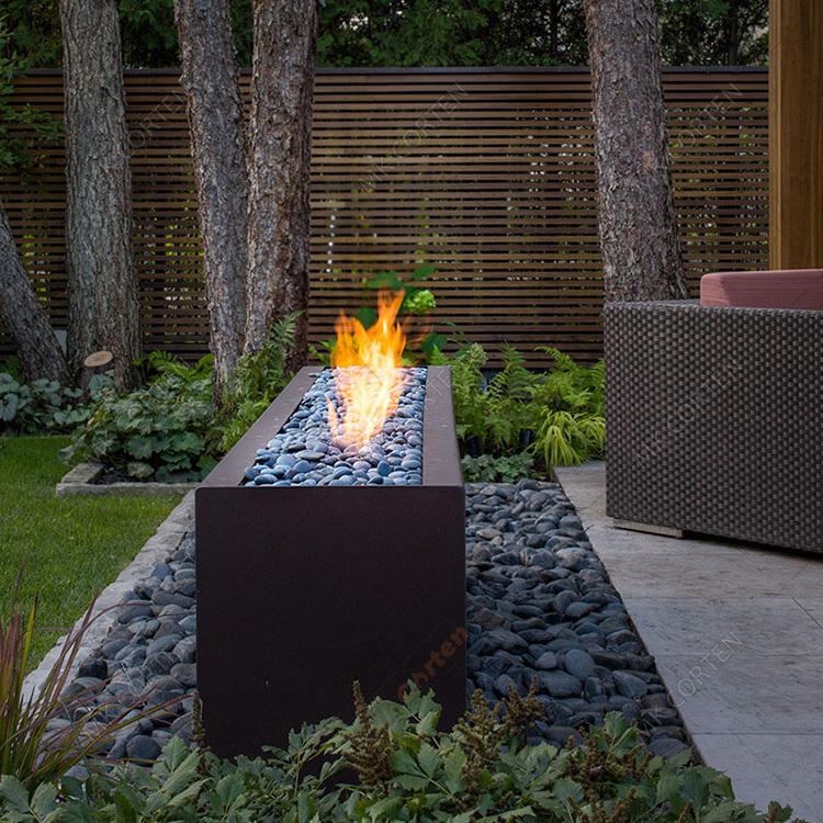 Corten Steel Outdoor Fire Pit With Chimney