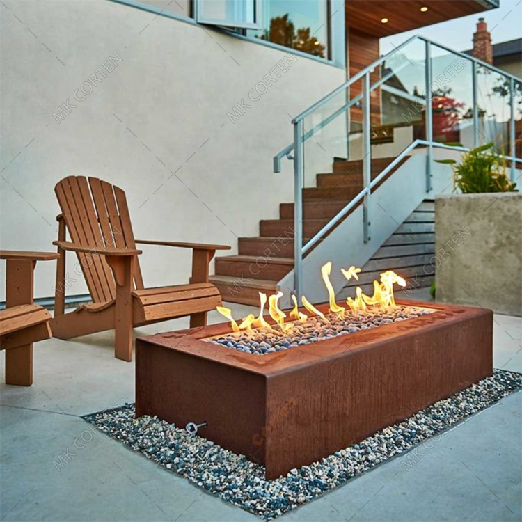 New Design Outdoor Firepit  Garden Table with Optional Glass Panel for Backyard Patio Corten Steel Gas Fire Pit